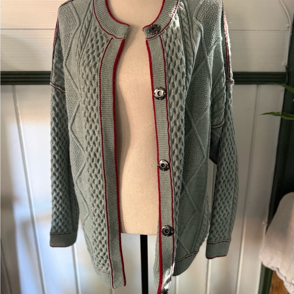 Free People we the free Tenessee Oversized Knit Cardigan in Seafoam green-NWT XS - Picture 4 of 10